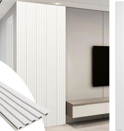 Art3d 108 x 6 in WPC Wood Slat Wall Panels, 3D Wall Accents, 8-Pack, White