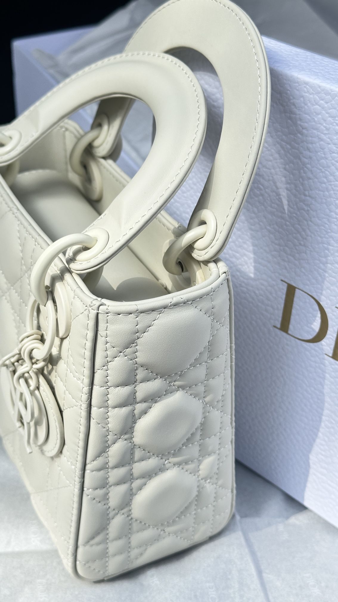 White Mini Lady Dior Bag Ultra Matte