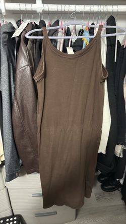 Brown Ribbed Sleeveless Mini Dress