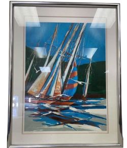 James Groody "Regatta" Framed Limited Edition Sailboat Serigraph Art – Signed 261/300