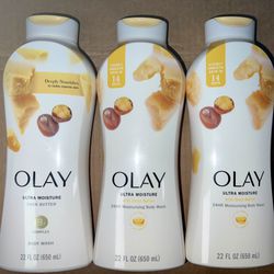 3 Bottles Olay Ultra Moisture Body Wash with Shea Butter - 22 fl oz