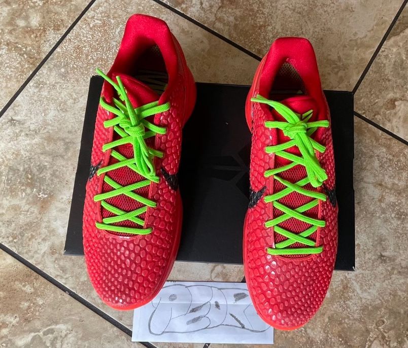 NIKE KOBE 6 PROTRO REVERSE GRINCH Size 11.5 worn ones FROM NIKE SNKRS APP