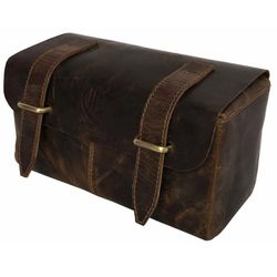 Quality Genuine Leather Men's Shaving, Toiletry and Travel Bag, Dopp Kit