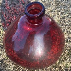 Red Blown Glass Large Vase 
