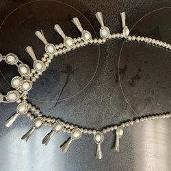 Pure silver squash, blossom necklace with moonstone