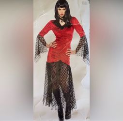 VAMPIRE 🧛‍♀️ RED AND BLACK DRESS ADULT COSTUME M/L 🌟NWT🌟