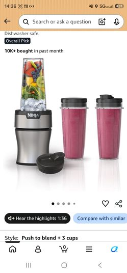 Nutri ninja personal blender with 3 cups