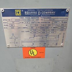 Square D 75kva Insulated Transformer 480-208Y/120