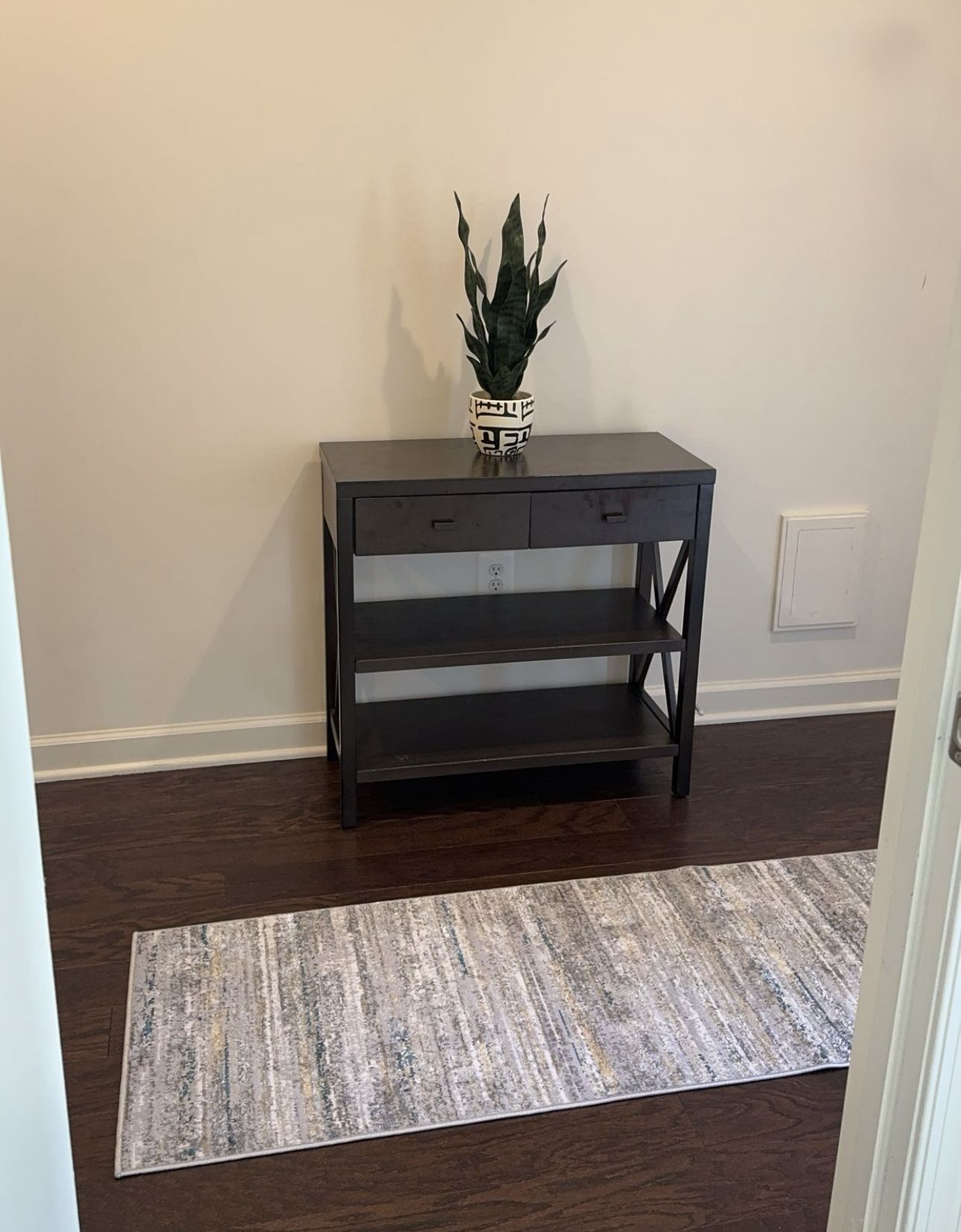 Console Ascent table with two shelves and drawers