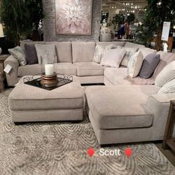 Ardsley Pewter Sectional 4 Piece Ashley Brand New Couch 