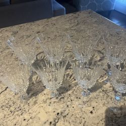 Set Of 8 Lead Crystal Wine Glasses