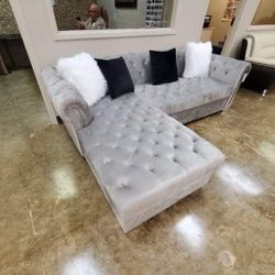 Brand New Grey Velvet Sectional 
