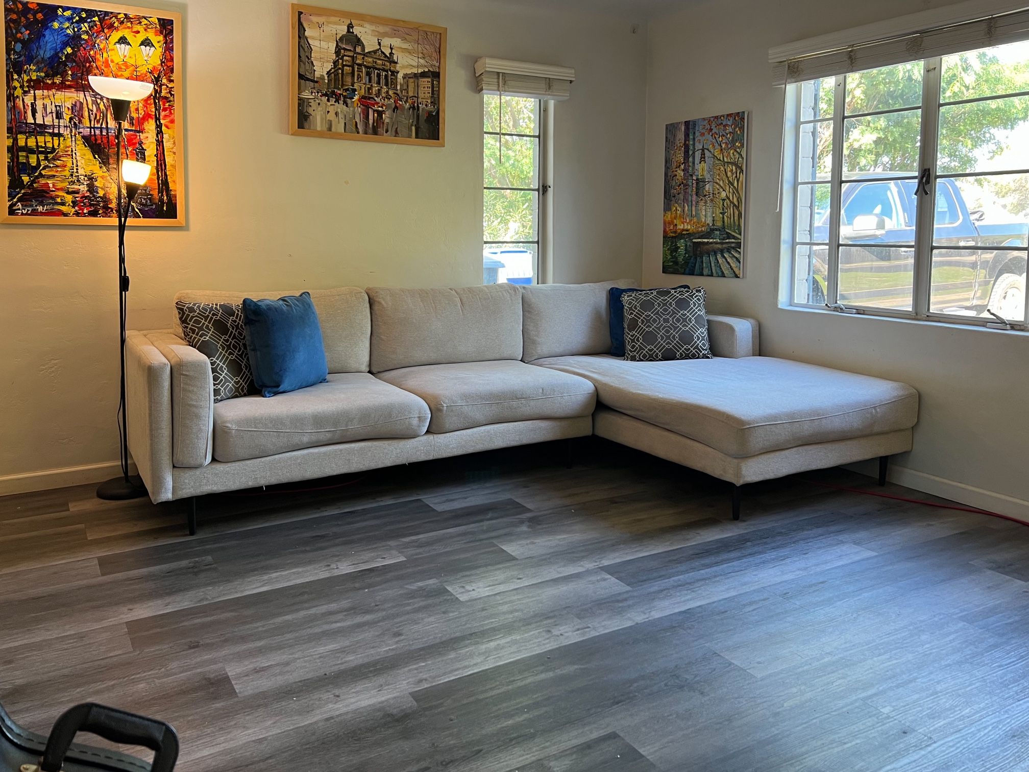 Living Spaces Aquarius II Light Grey 2 Piece Sectional With Chaise