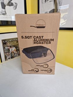 Sedona Pro 5.5-Quart Cast Aluminum Multi-Purpose Roaster with a tempered glass lid.