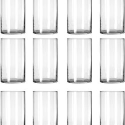 12 Pack Glass Cylinder Vases, 6 Inches Cleari