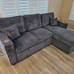 Super Especial Nuevo $399 Cama Y Storage Chaise Gris
