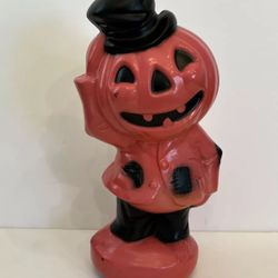 Red Vintage Inspired Ashland Halloween Blow Mold Pumpkin Scarecrow Hobo