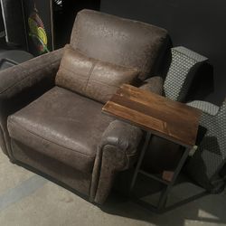 3 pc Brown vintage suede distressed bomber couch pillow and table set 