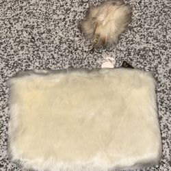 Full Fur Crossbody/Clutch Beige White-ish 