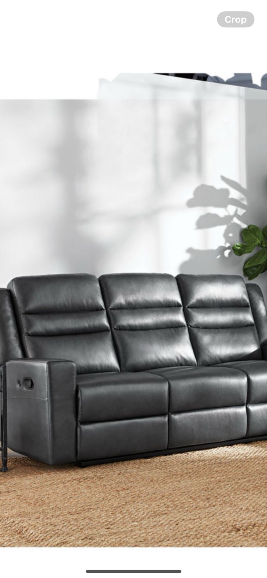 Gray  Reclining  Leather Sofa