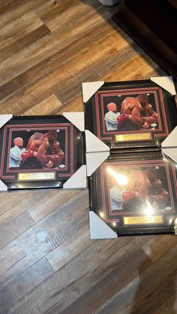 3 framed autographs mike tyson fight