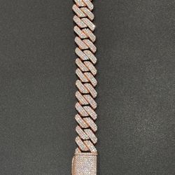 VVS 1 Moissanite Rose Gold Cuban Bracelet 