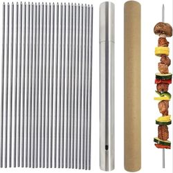 Stainless Steel 12" Kabob Skewers + Storage Tube