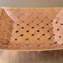 Vtg Copper And Brass Basket/Tray Weaving Pattern 16"X10.5"