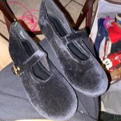 Girls Black Velvet Dress Shoes
