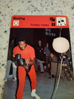 Vintage 1979 sportscaster boxing/ Rodrigo valdes/ three bitter defeats/ Olympic collector card # 63-22