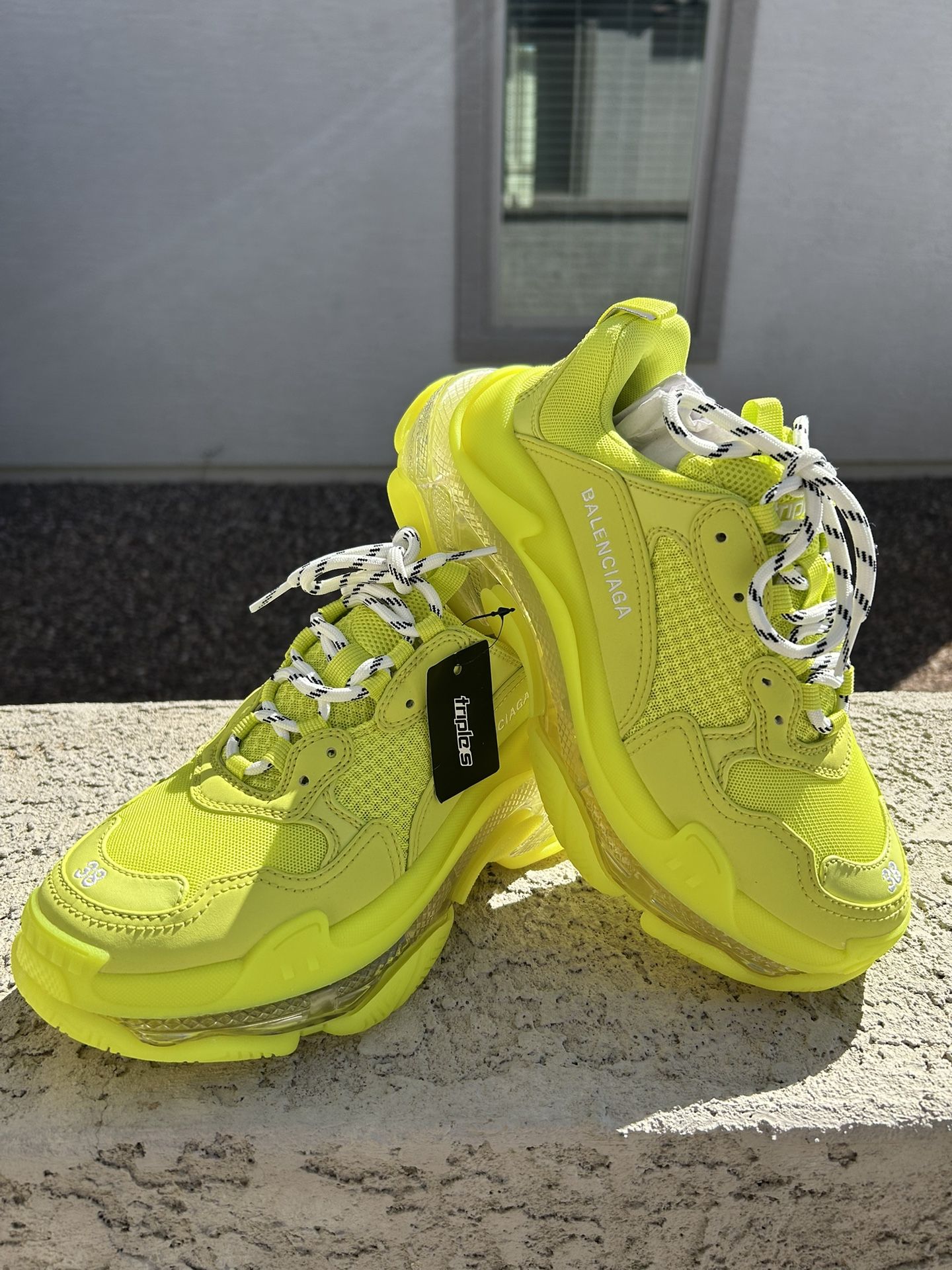 Balenciaga Triple S Neon Yellow Sneakers