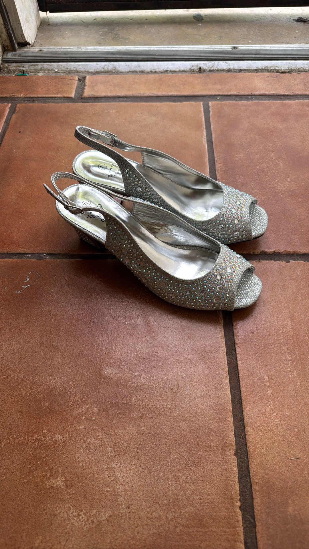 Silver Sparkly Wedding Shoes Worn Once 7.5