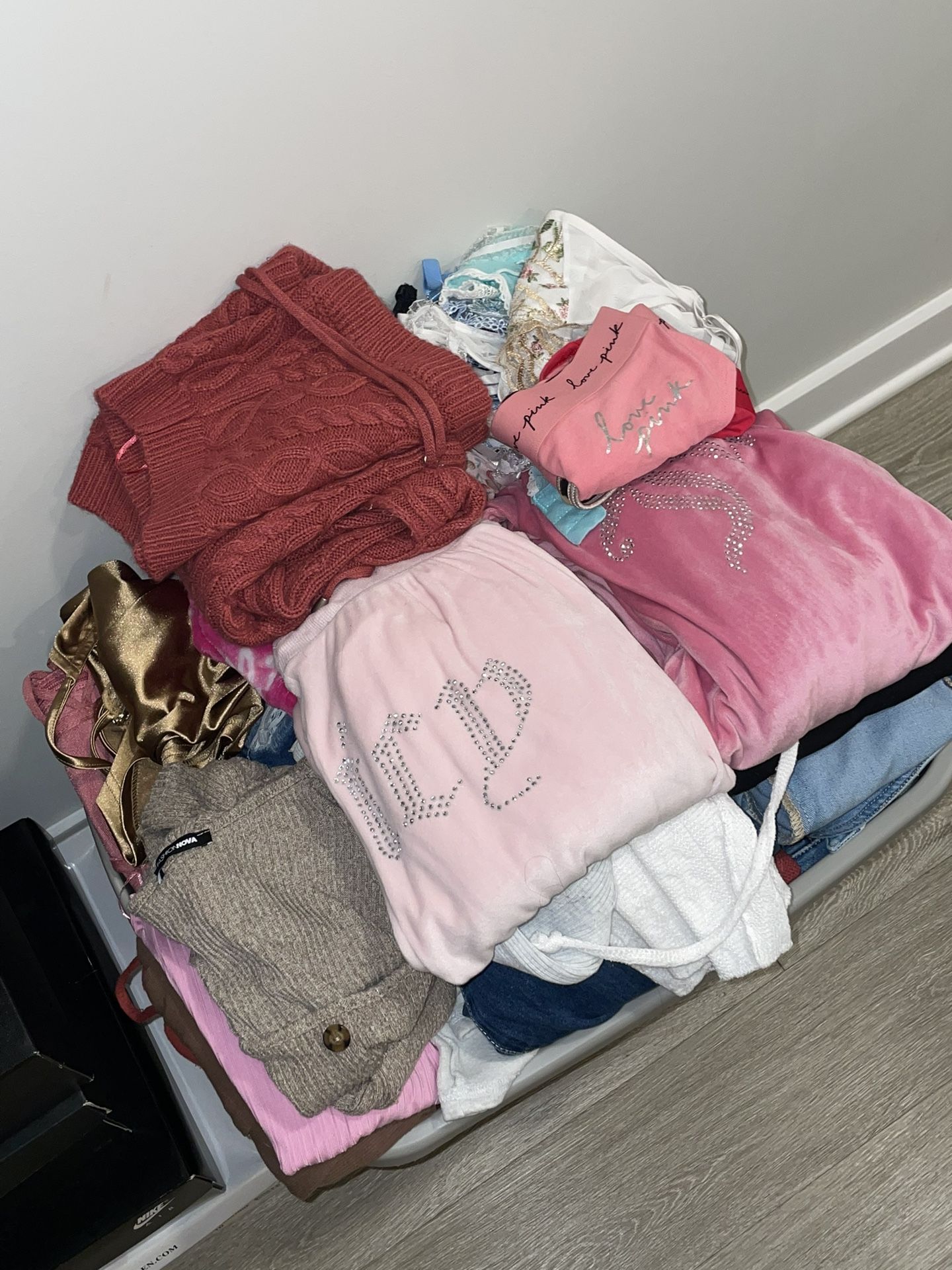 Bin Filled With Clothing, Sneakers, Accessories And More