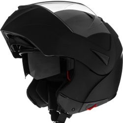 ILM Motorcycle Helmets Modular Dual Visor Flip-up Full Face Street Racing Helmet DOT 5 Colors Model 808 (M, Matte Black)

