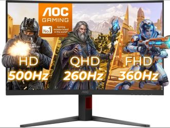 AOC 32" 500Hz, 360Hz, 260Hz Triple-Mode Curved Gaming Monitor
