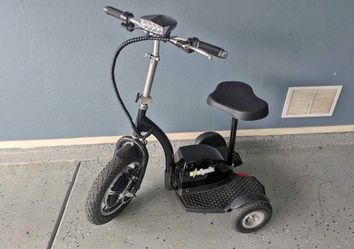 EWheels Stand/Ride Scooter-Smooth riding 3 speed scooter. This stand-n-ride model is great for getting around big spaces like warehouses or campuses, 