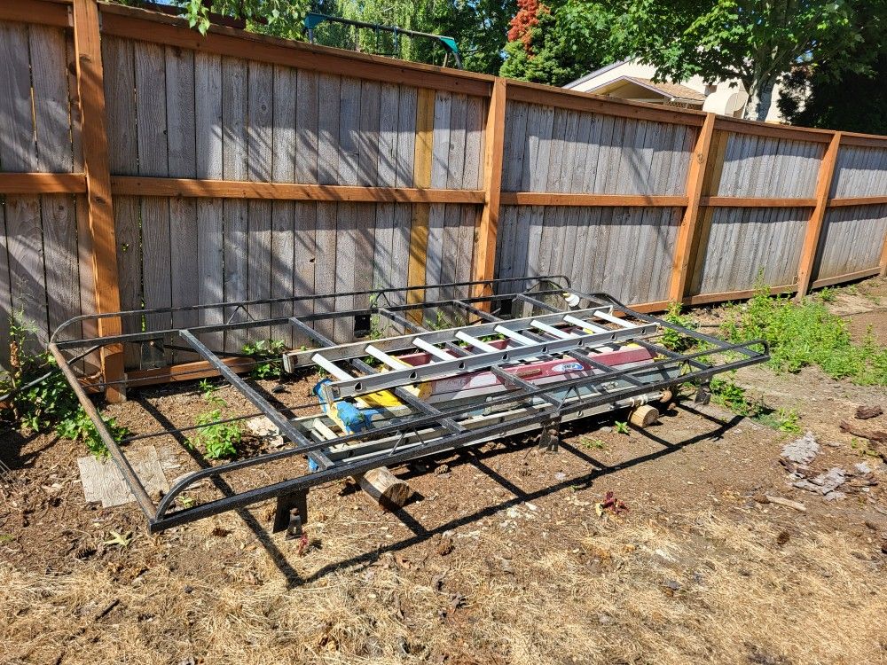 One Piece High Capacity Ladder Rack! Room For 3 Rows Of Ladders! 6 Multi Direction Adjustable Clamps! Local Production Company!