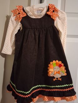 Girls Thanksgiving Turkey Dress Set Size 4T