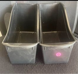 Set of 2 Black Plastic Magazine Storage Bins (14x5”)