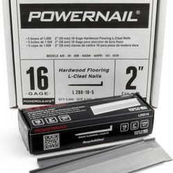 (New Factory Sealed) 
Powernail L200165 16 Gauge 2 Inch Length L-Cleat Nail for Hardwood Flooring (1 case of 5x1000ct Boxes /A10-TL-4343