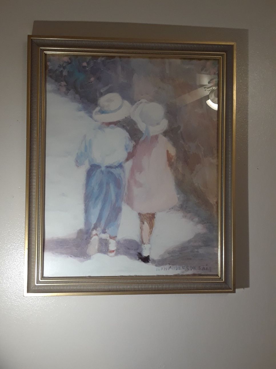 Painting in glass frame