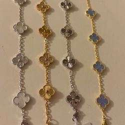 Designer Clover Bracelets, Silver, Gold 