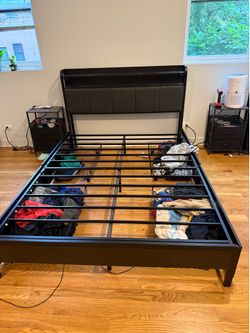 Bed frame with drawers and  2 nightstands