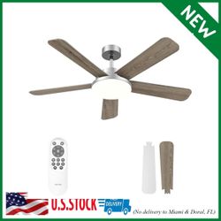 Ceiling Fans with Lights and Remote Control 52 Inch, 6 Speeds, 5 Blades, 2844 LM