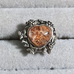 Orange Heart-shaped Crystal Ring (Adjustable Size)