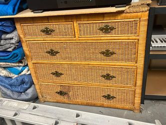 Mid Century Rattan Dresser