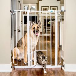 41” Extra Tall Walk-Thru Pet Gate w/ cat door