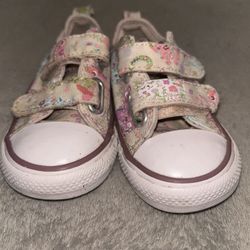 Pink Floral Shoes With Straps 