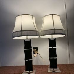29” Black glass tablelamps