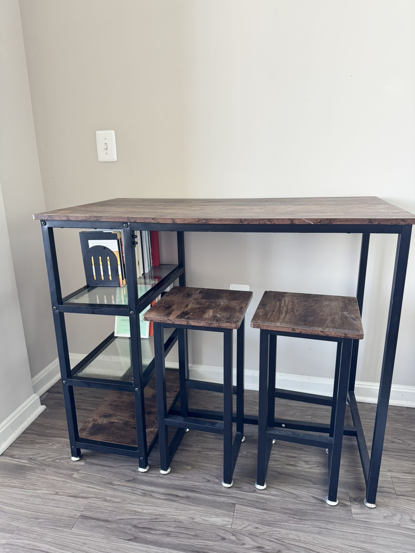 2 Person Dining Table / Multipurpose Bar Table With Shelves